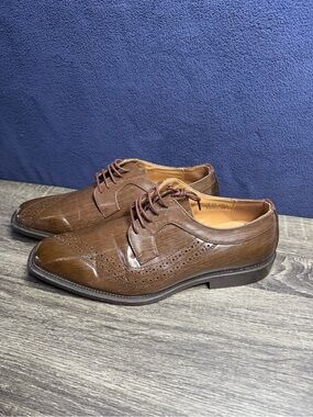 Men's Brown Leather Dress Oxfords - Classic Perforated Design